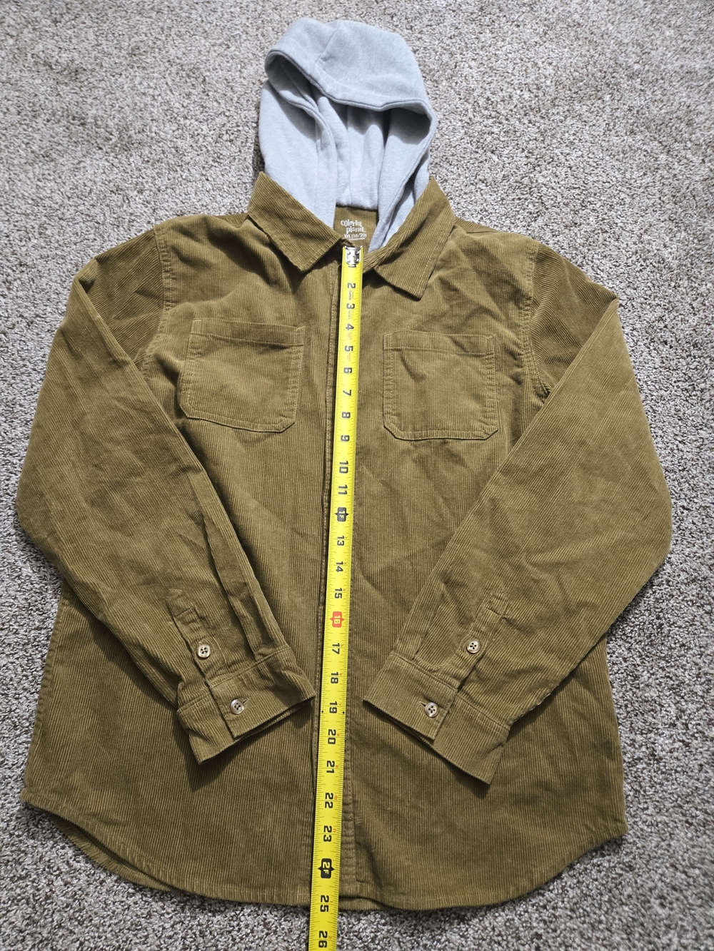 Colorful Planet Corduroy Womens Hooded Overshirt Jacket Golden Brown XXL